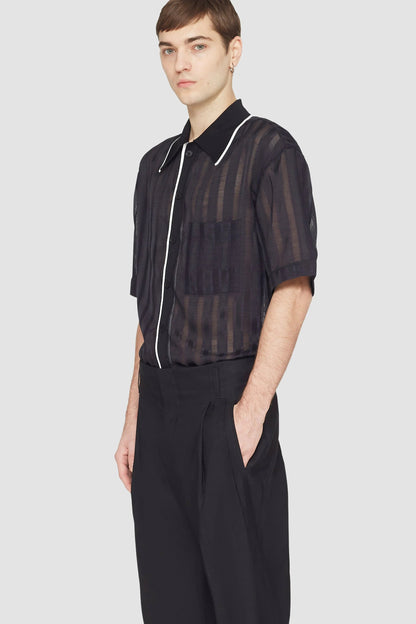 Double Pleat Tapered Trouser Black