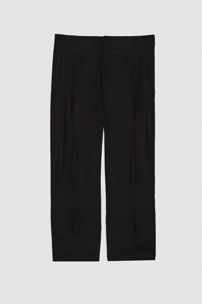 Double Pleat Tapered Trouser Black