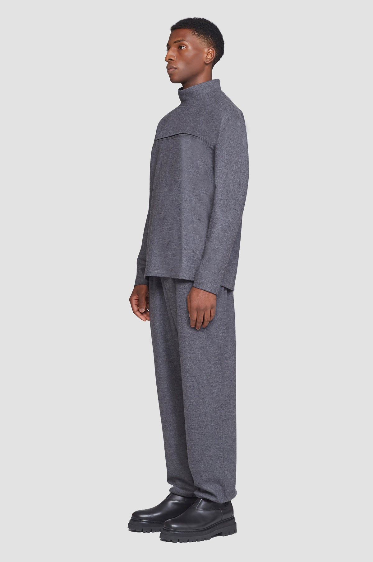 Mock Neck Top Dark Heather Grey