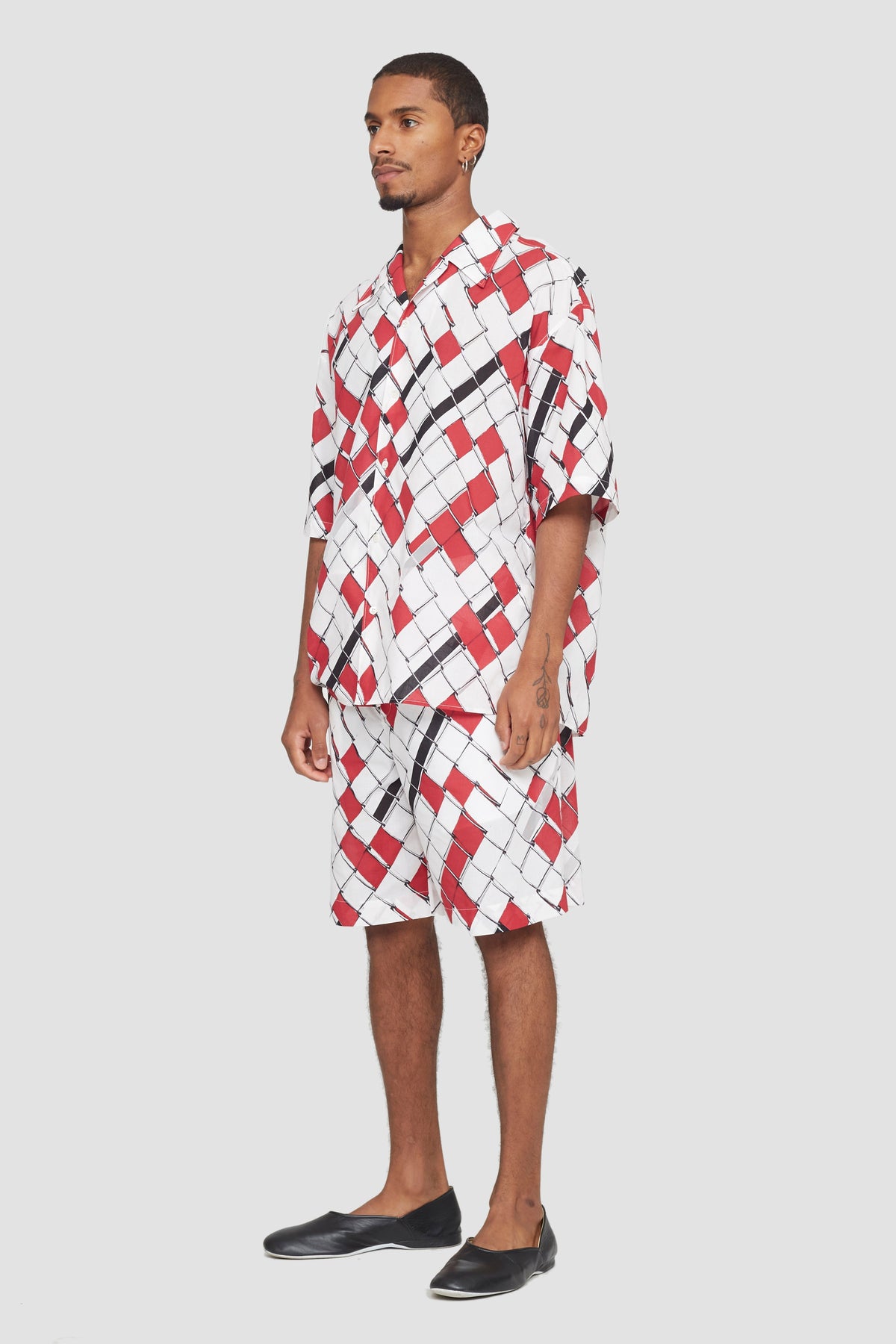 Short Sleeve Shirt Red-Wht Multi