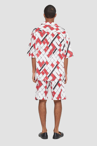 Short Sleeve Shirt Red-Wht Multi