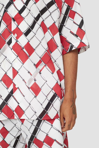 Short Sleeve Shirt Red-Wht Multi
