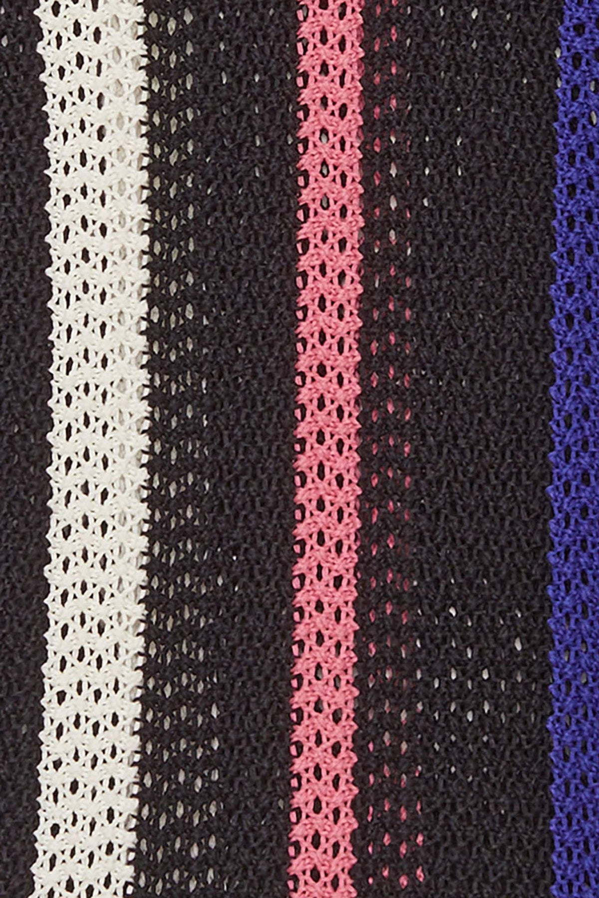 Short Sleeve Stripe Pointelle Polo Shirt Blk Multi