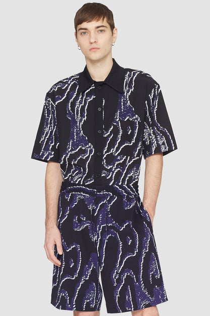 Printed Pull-On Short Midnight-White