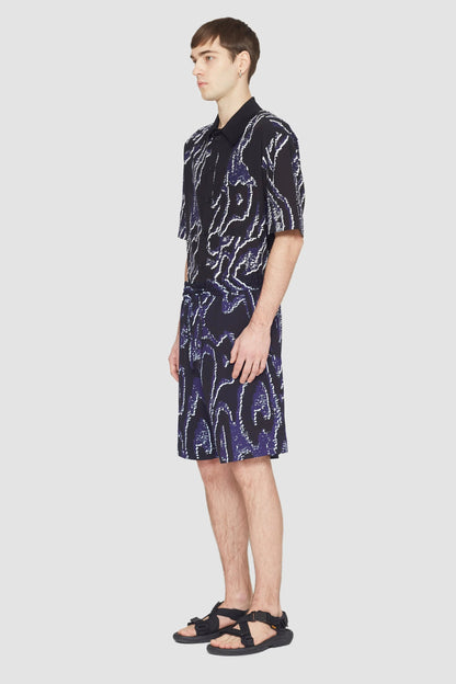 Printed Pull-On Short Midnight-White