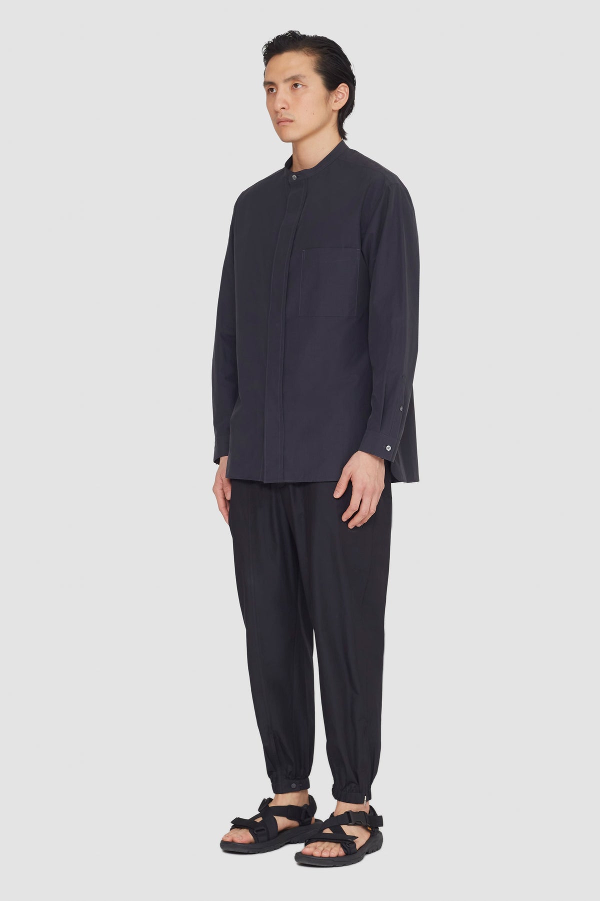Band-Collar Shirt Faded Black