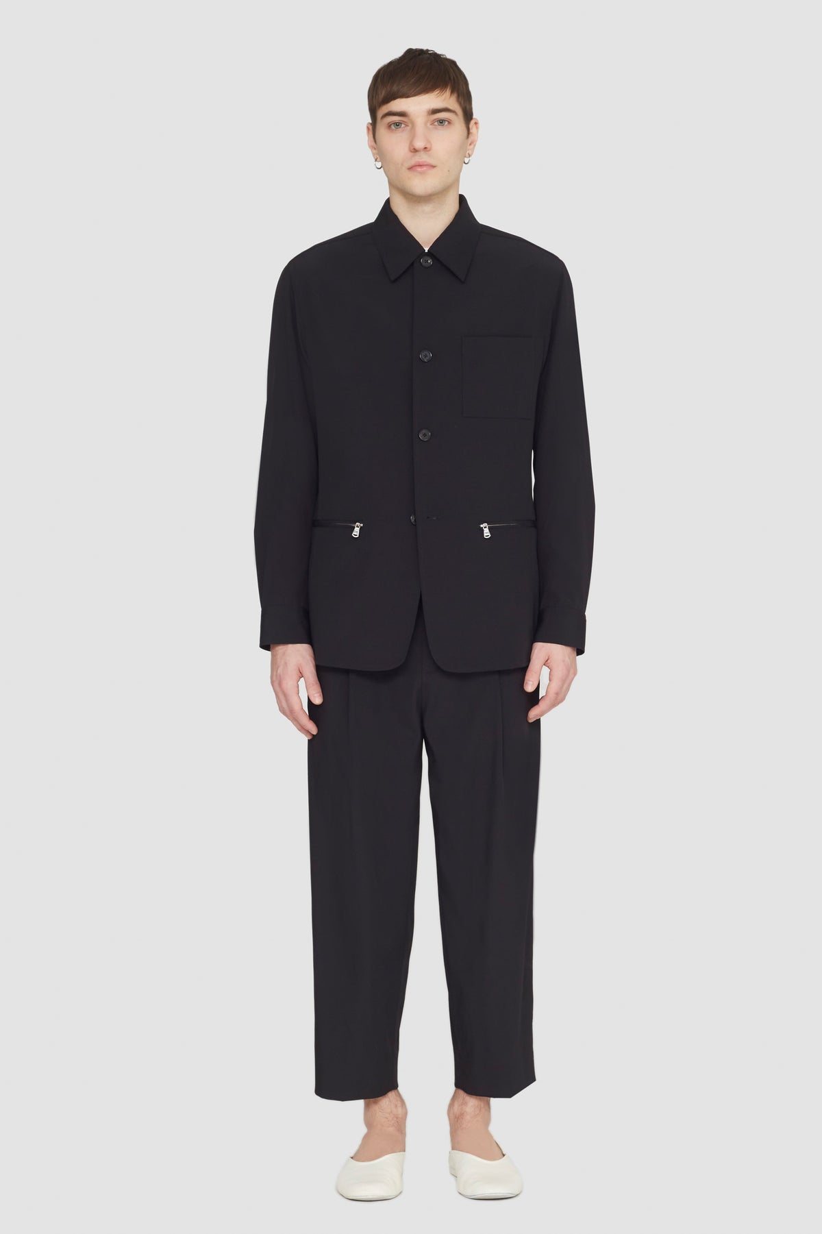 Wool Blend Coach Jacket Black