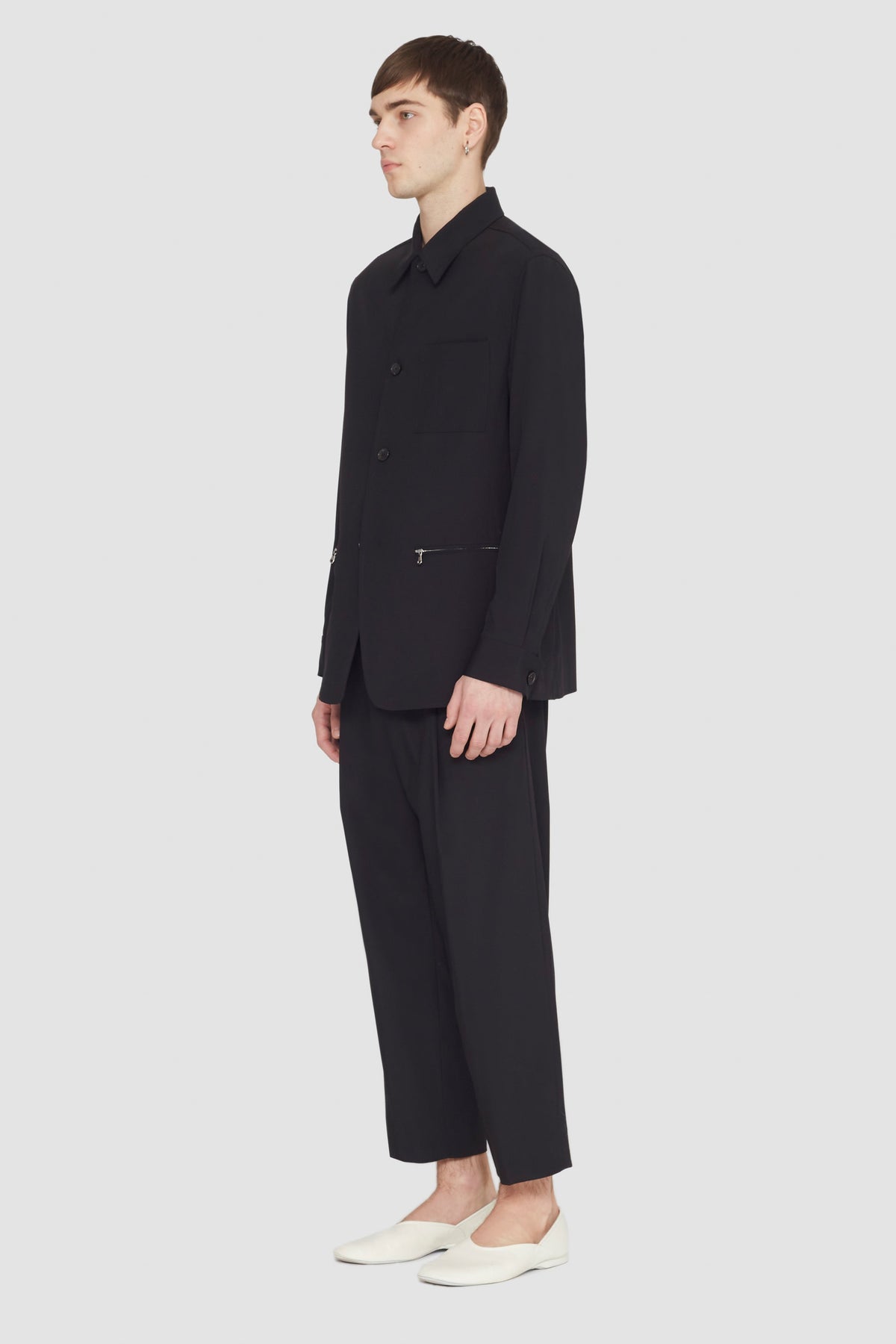 Wool Blend Coach Jacket Black