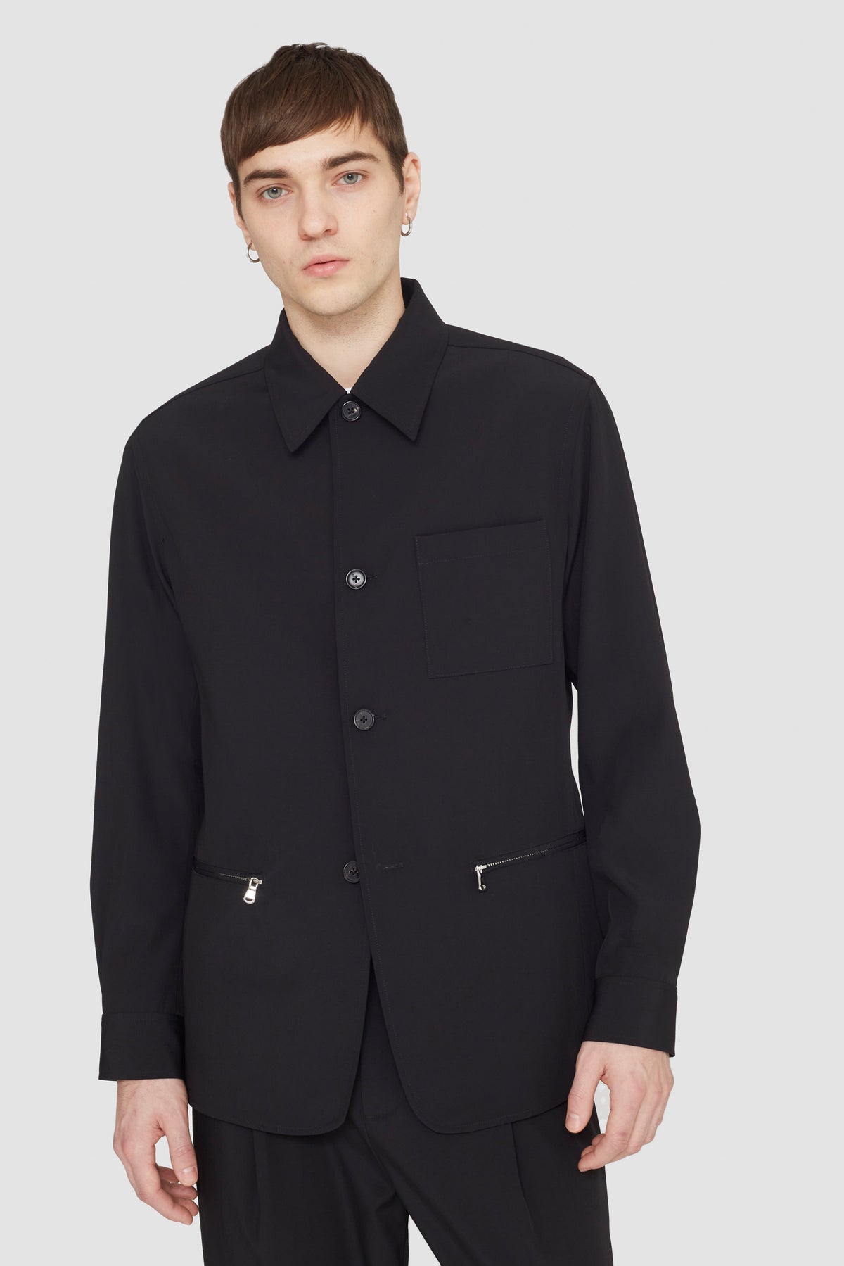 Wool Blend Coach Jacket Black