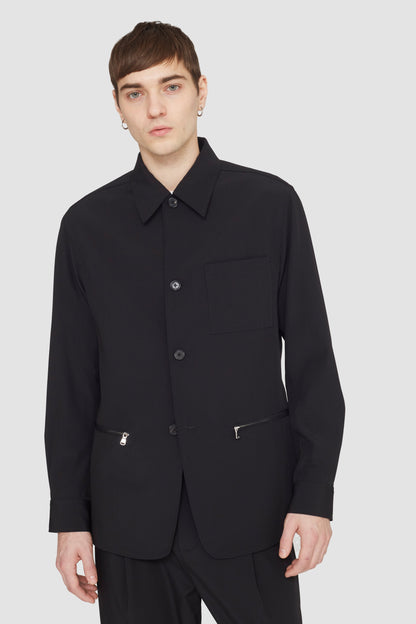 Wool Blend Coach Jacket Black