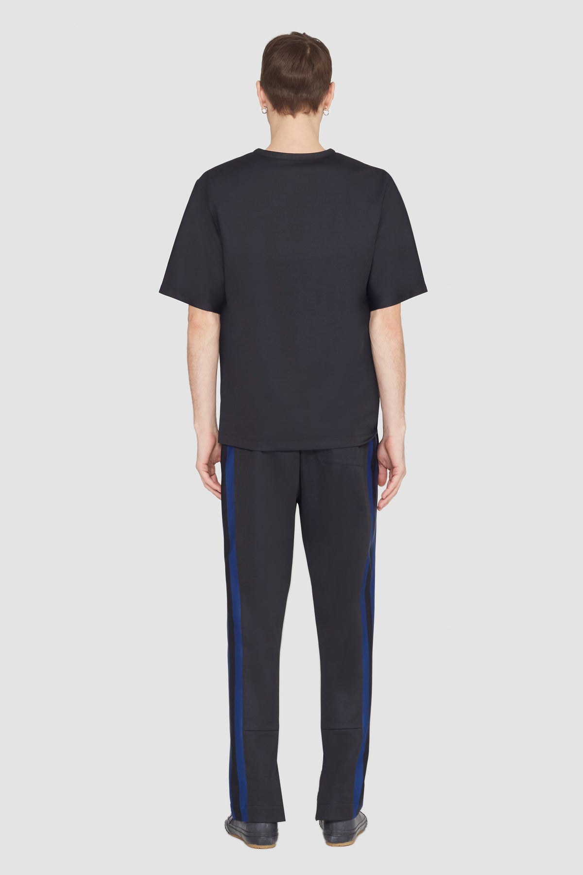 Short Sleeve Stripe Ponte T-Shirt Blk Multi