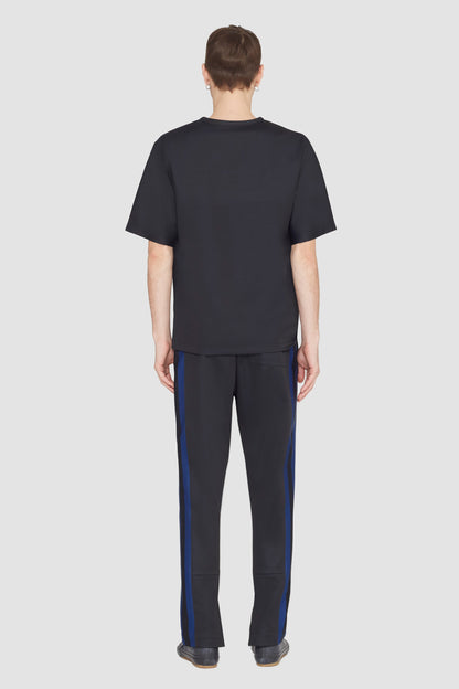 Short Sleeve Stripe Ponte T-Shirt Blk Multi