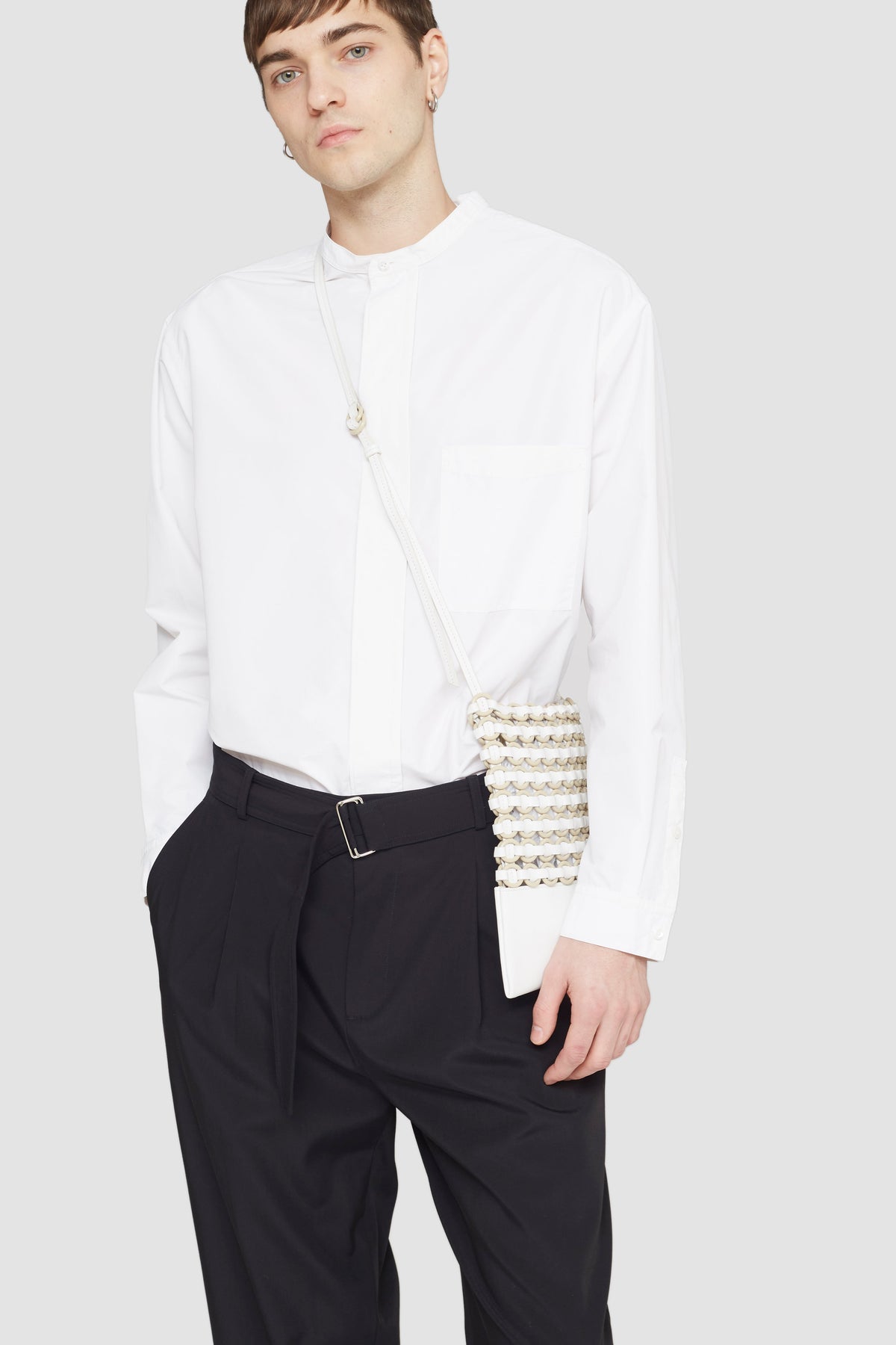 Belted Drop-Crotch Trousers Black