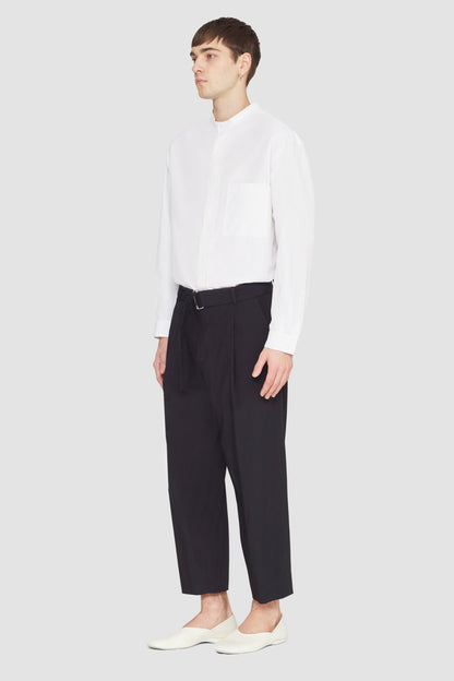 Belted Drop-Crotch Trousers Black