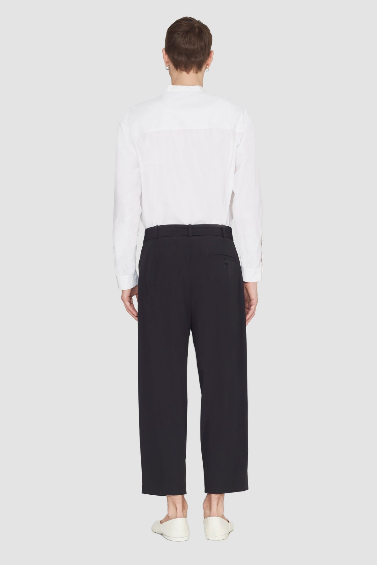 Belted Drop-Crotch Trousers Black