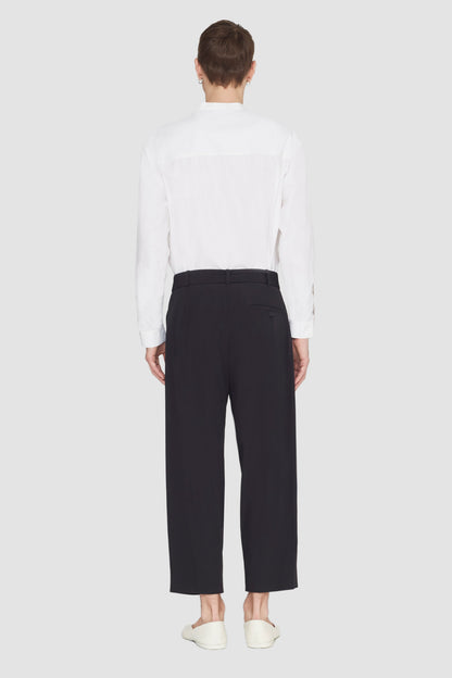 Belted Drop-Crotch Trousers Black