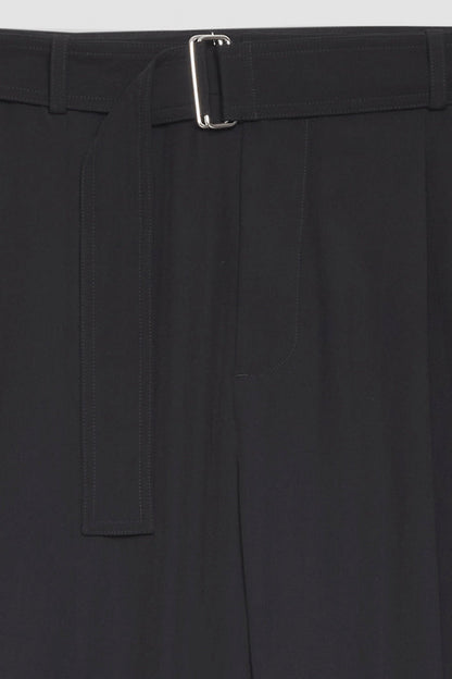 Belted Drop-Crotch Trousers Black