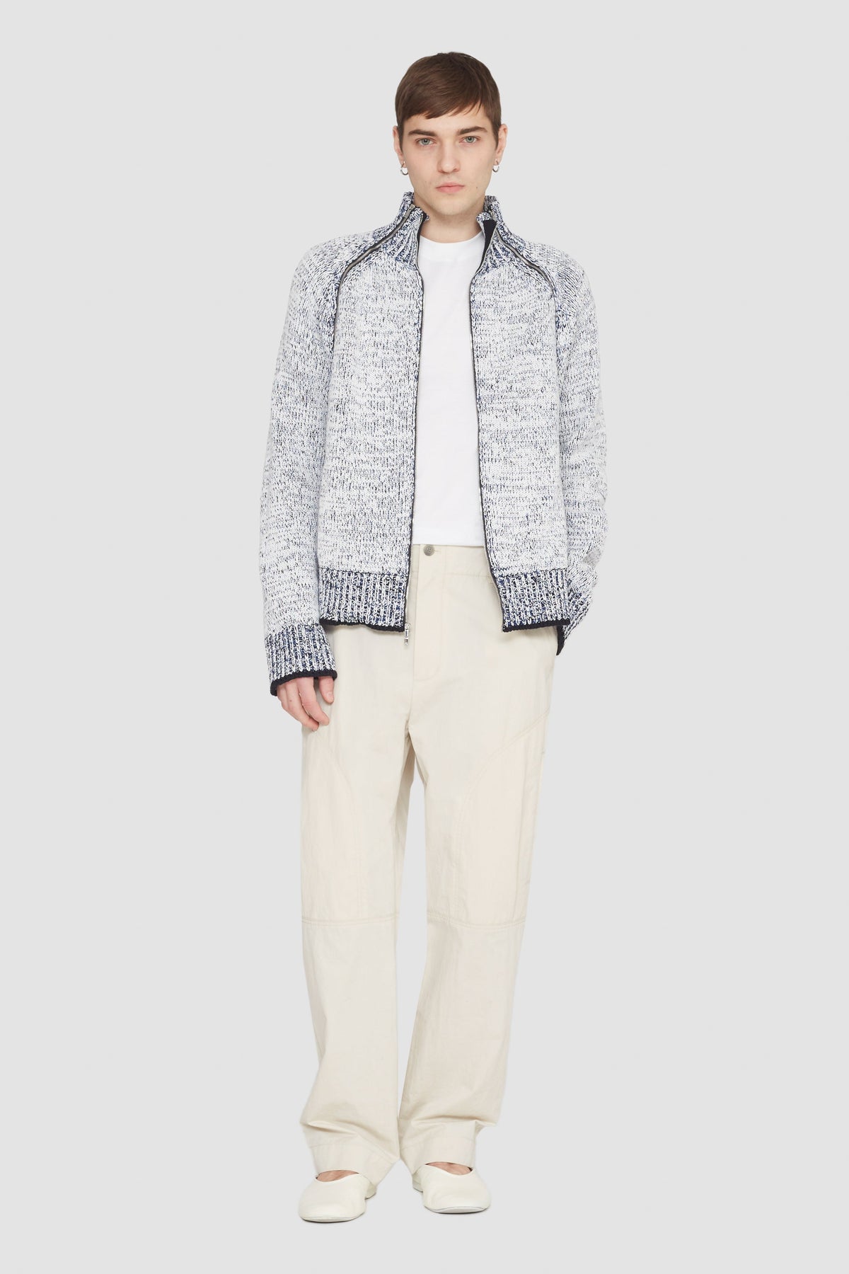 Long Sleeve Marled Pullover Antwht Multi