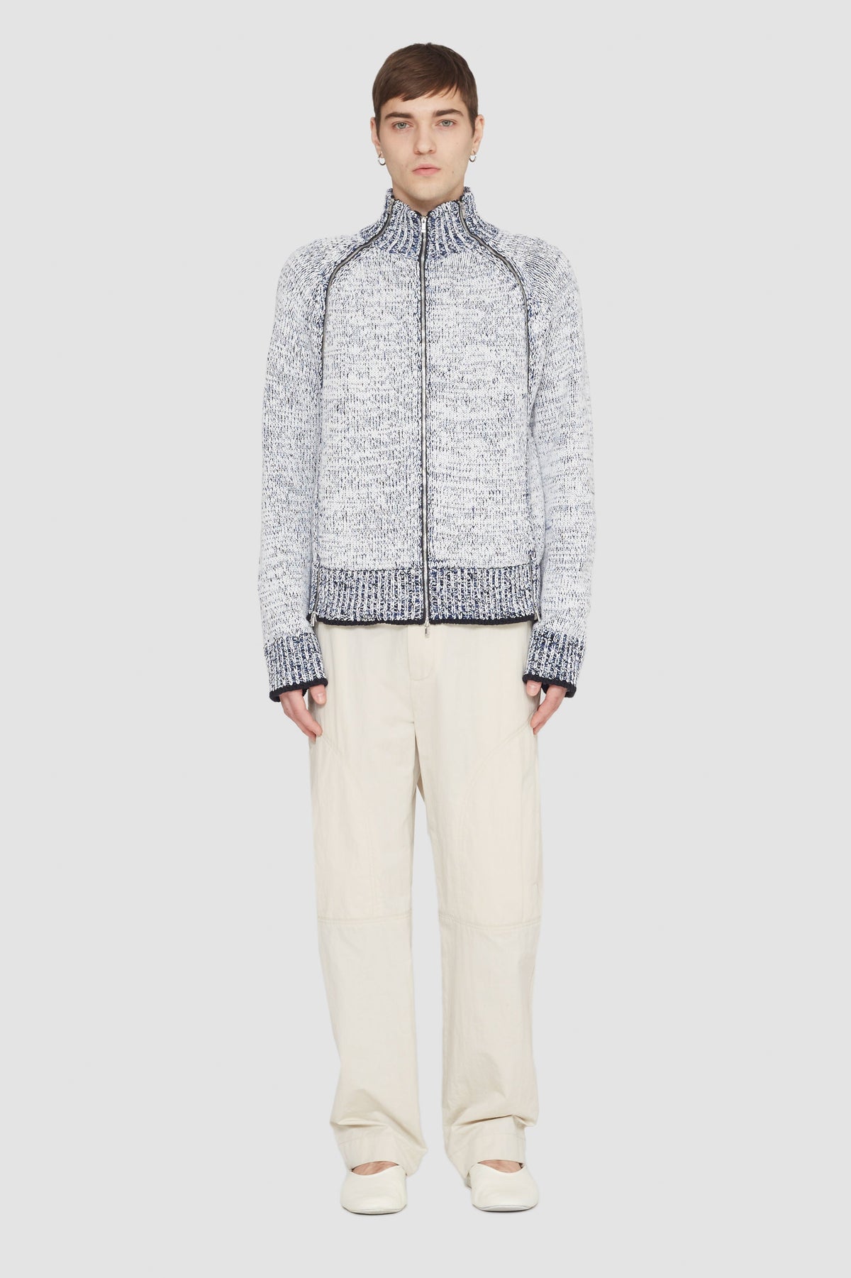 Long Sleeve Marled Pullover Antwht Multi