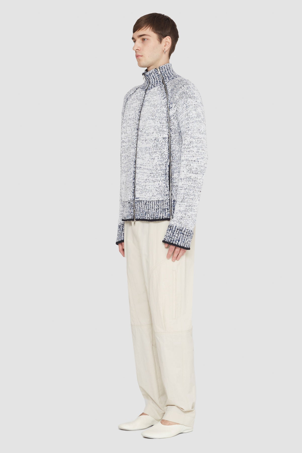 Long Sleeve Marled Pullover Antwht Multi