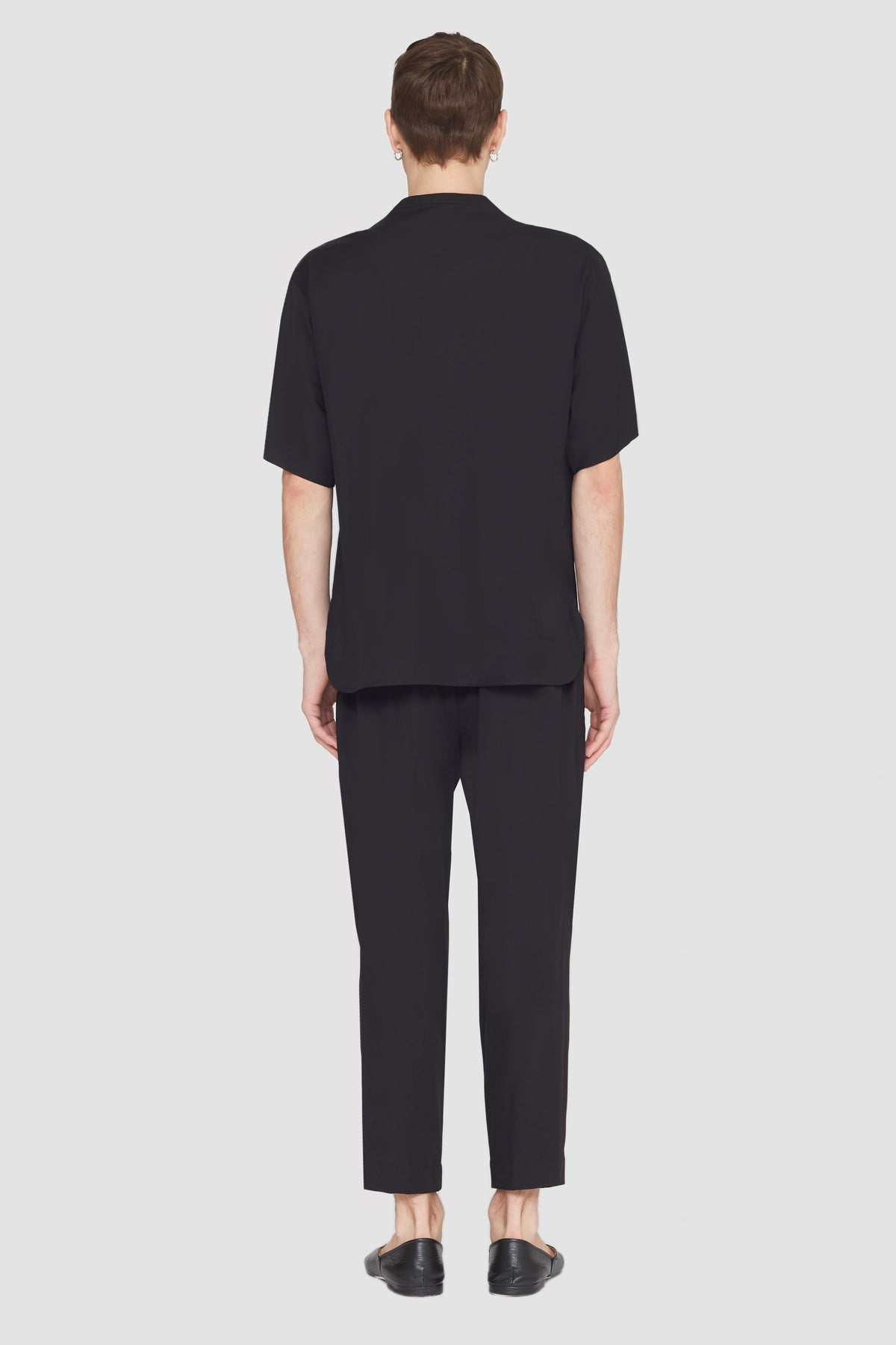 Short Sleeve Zip-Front Baseball Shirt Black