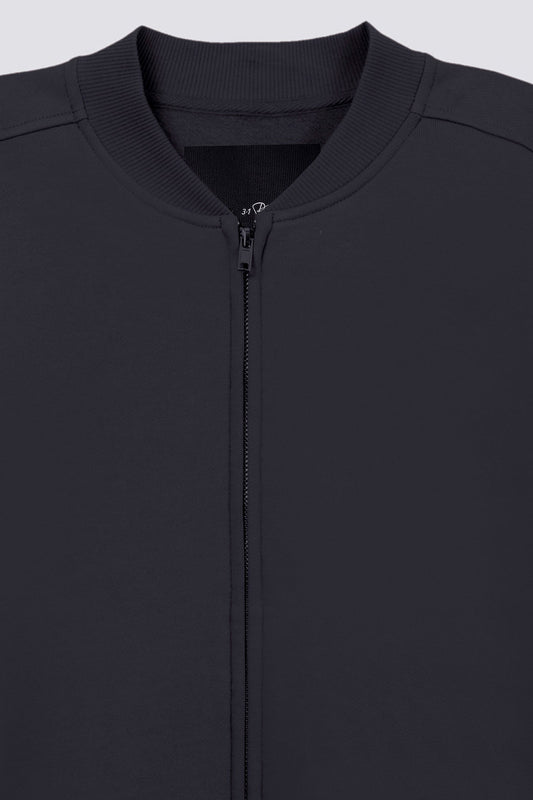 Zipped-Up Bomber Jacket Black