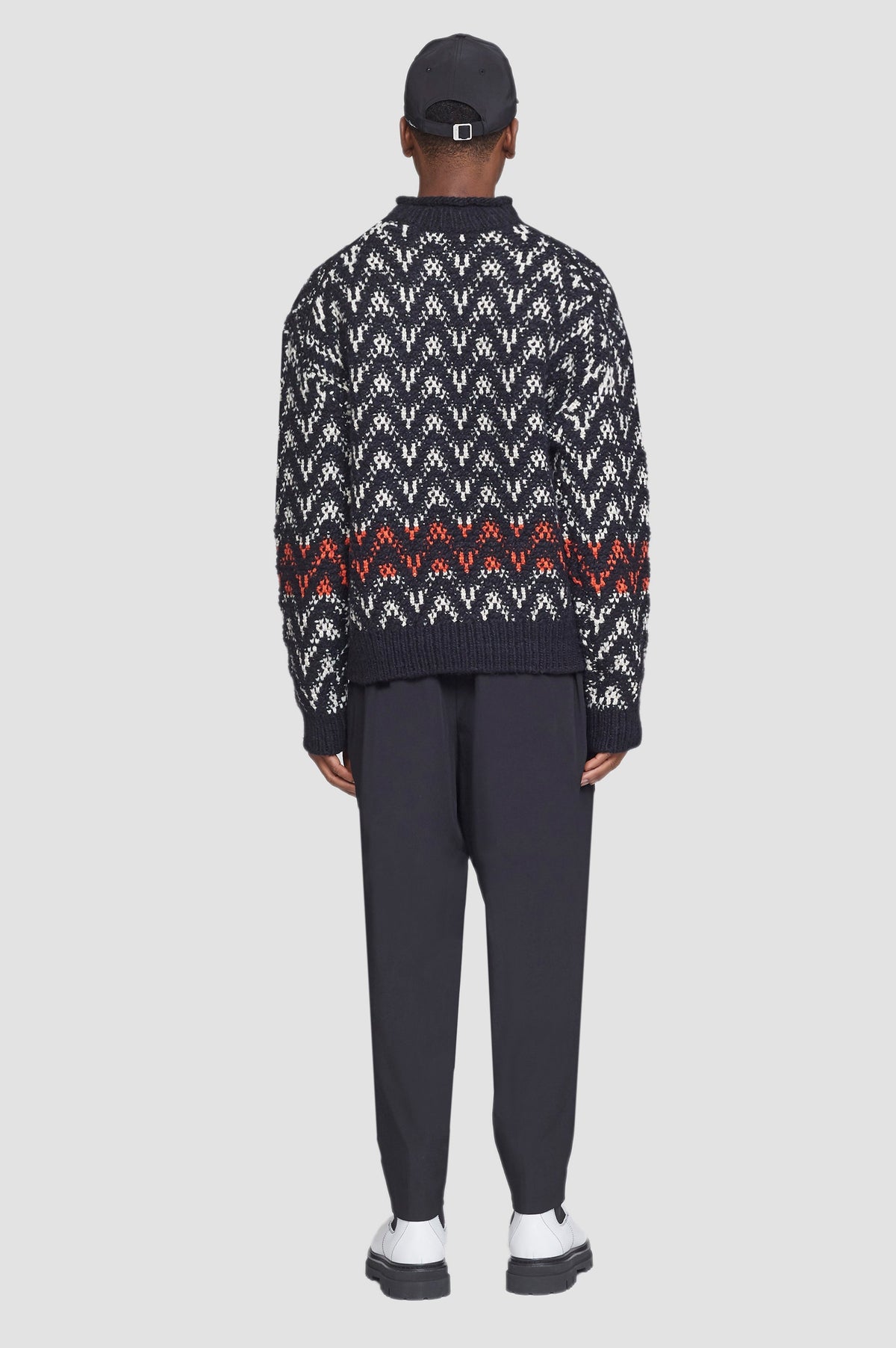 Chevron Jacquard Pullover Cream Multi