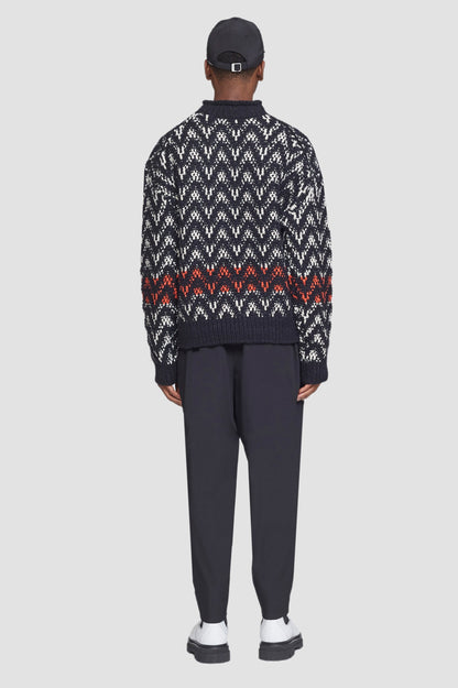 Chevron Jacquard Pullover Cream Multi