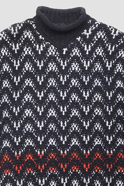 Chevron Jacquard Pullover Cream Multi
