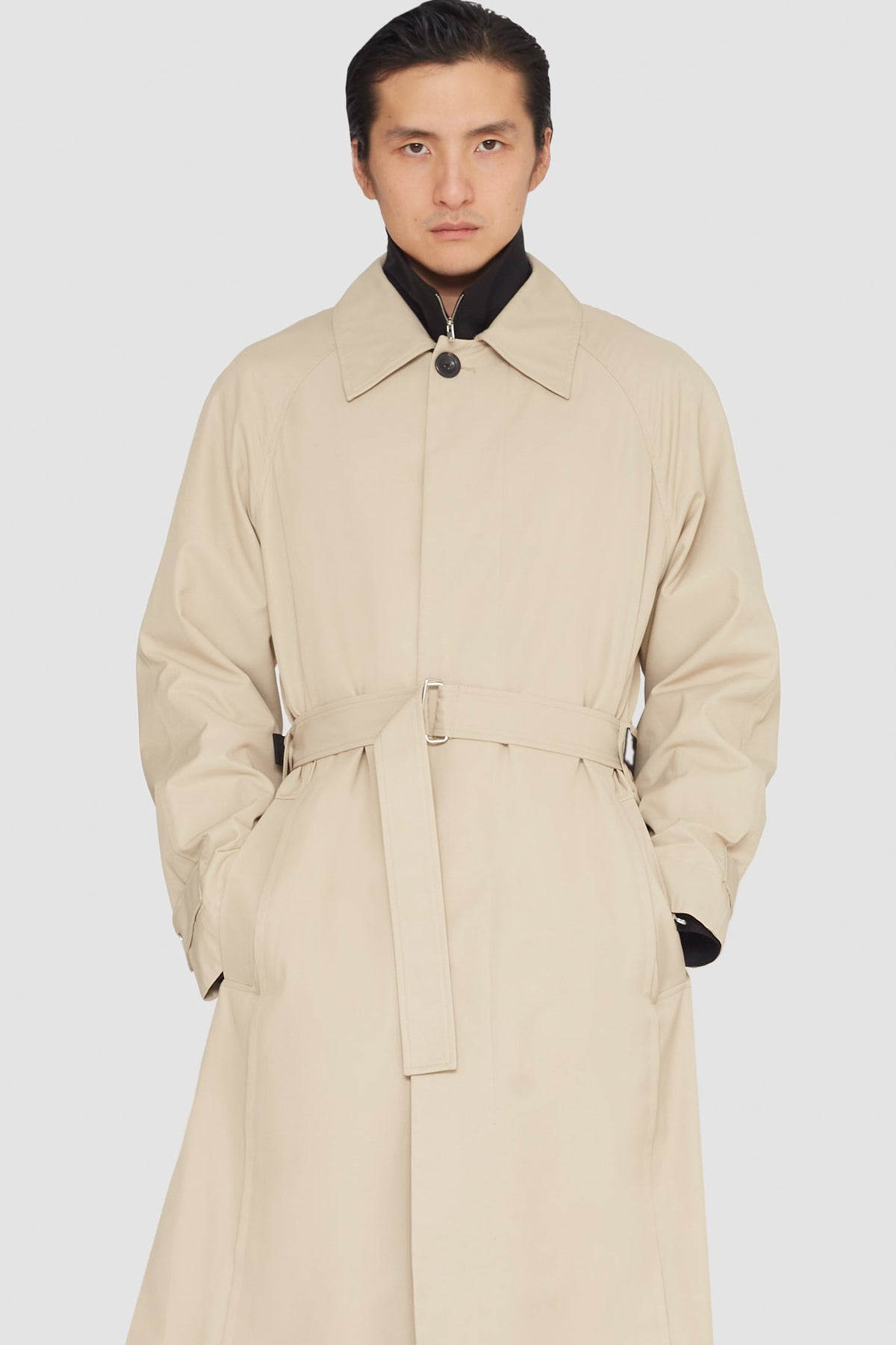 Mid-Length Belted Trench Coat Khaki
