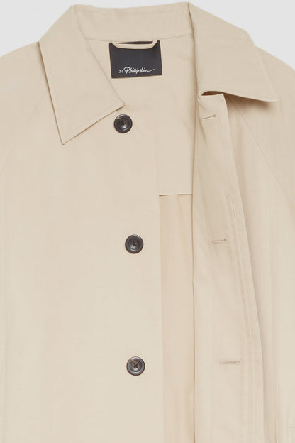 Mid-Length Belted Trench Coat Khaki