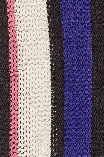 Long Sleeve Stripe Pointelle Pullover Blk Multi
