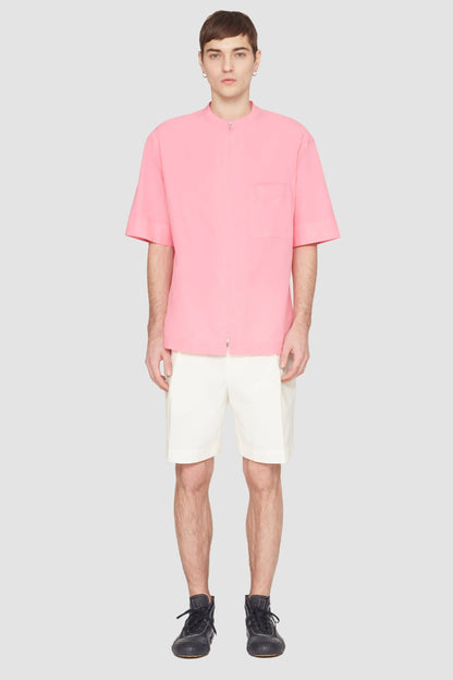 Short Sleeve Zip-Front Shirt Pink/Red