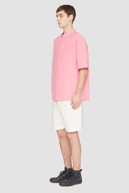 Short Sleeve Zip-Front Shirt Pink/Red