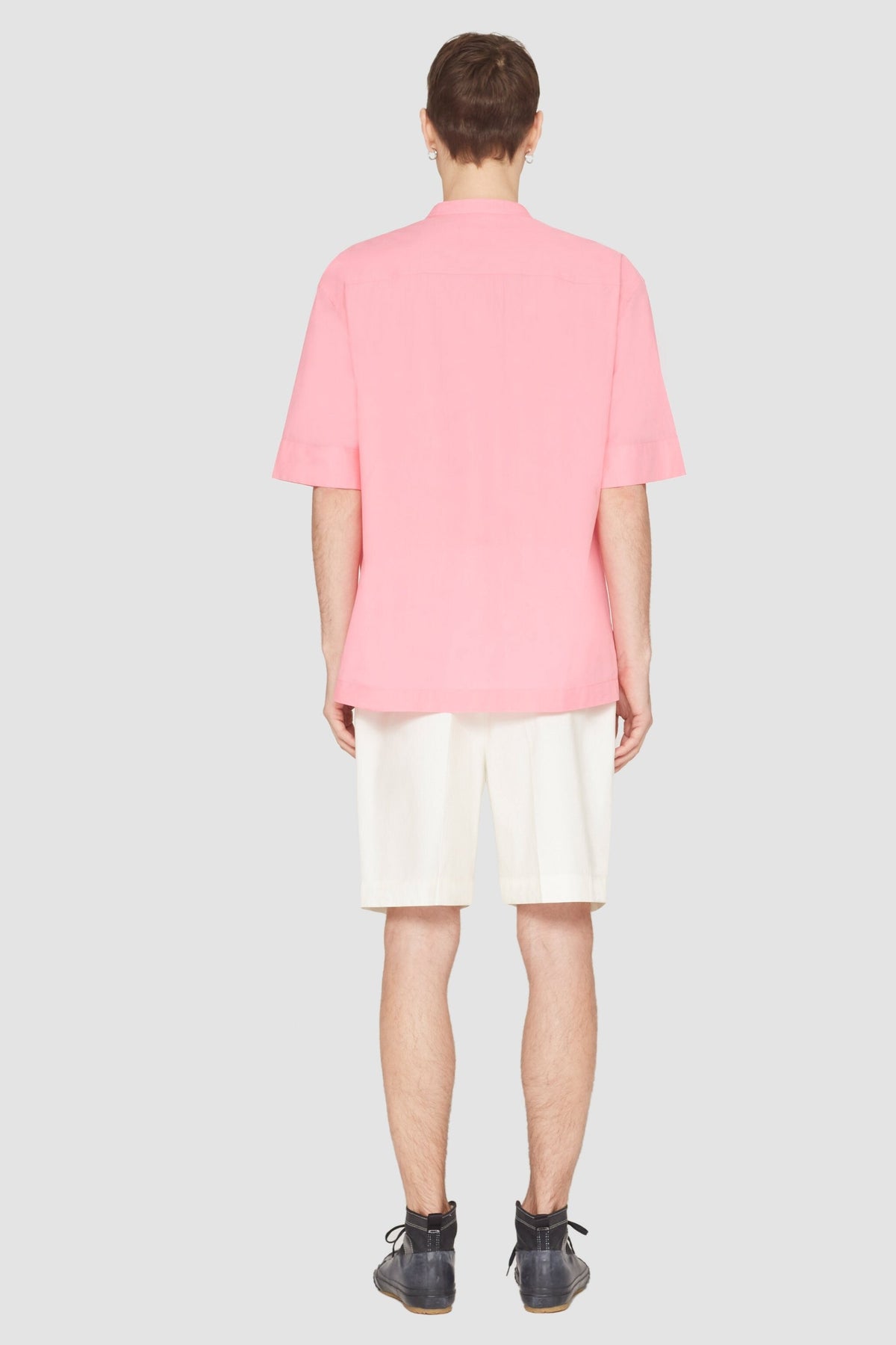 Short Sleeve Zip-Front Shirt Pink/Red