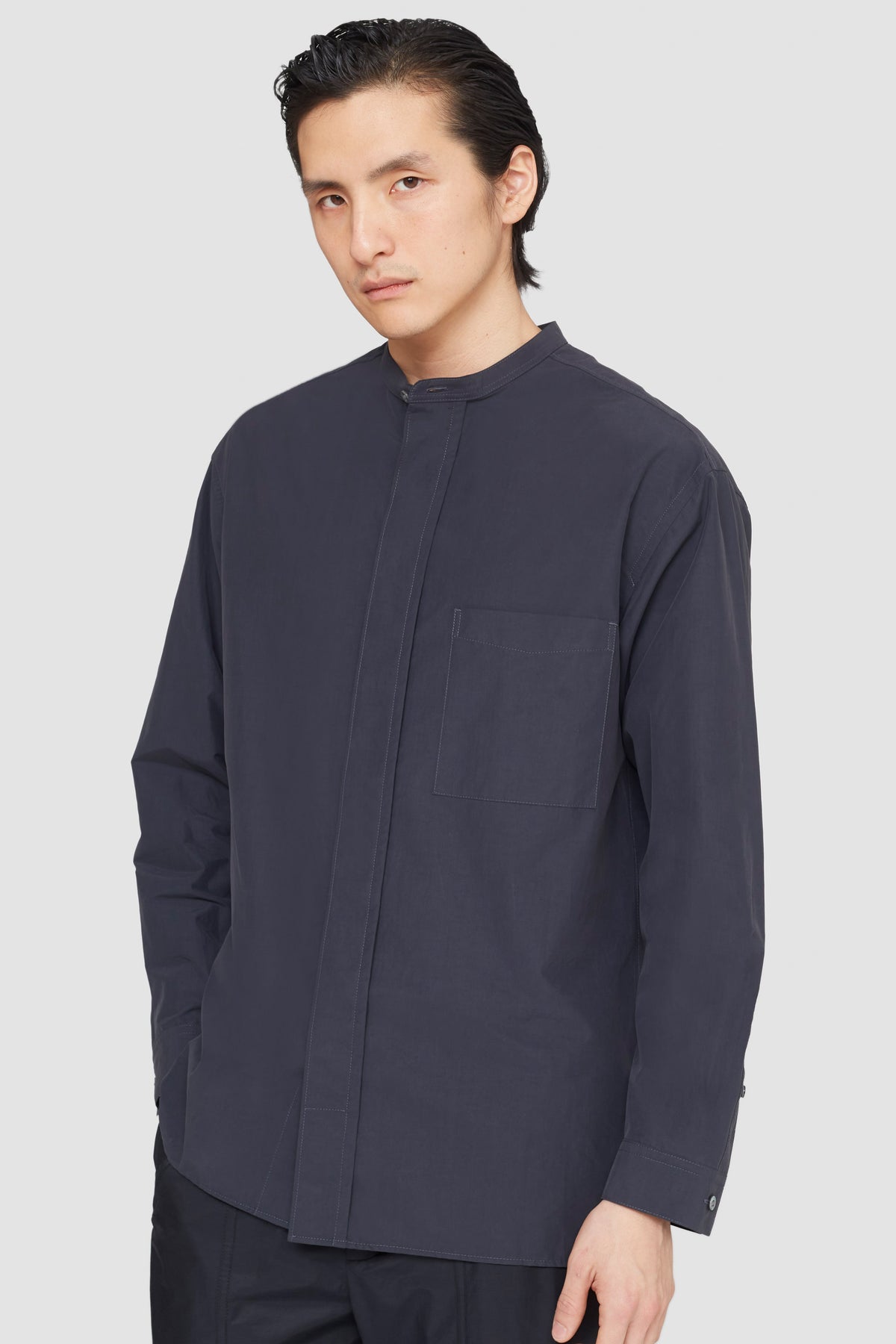 Band-Collar Shirt White