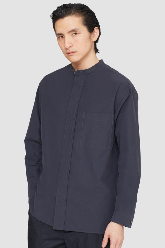 Band-Collar Shirt White
