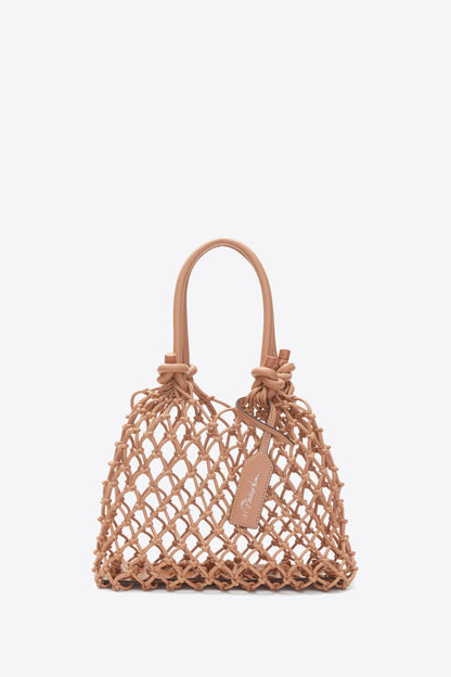 Faux Fur Macrame Mini Sac Ivory-Camel