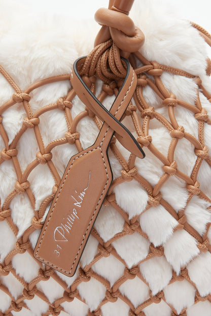 Faux Fur Macrame Mini Sac Ivory-Camel