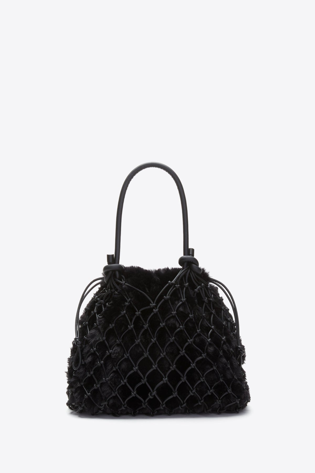 Faux Fur Macrame Mini Sac Black