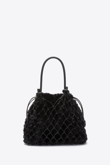 Faux Fur Macrame Mini Sac Black