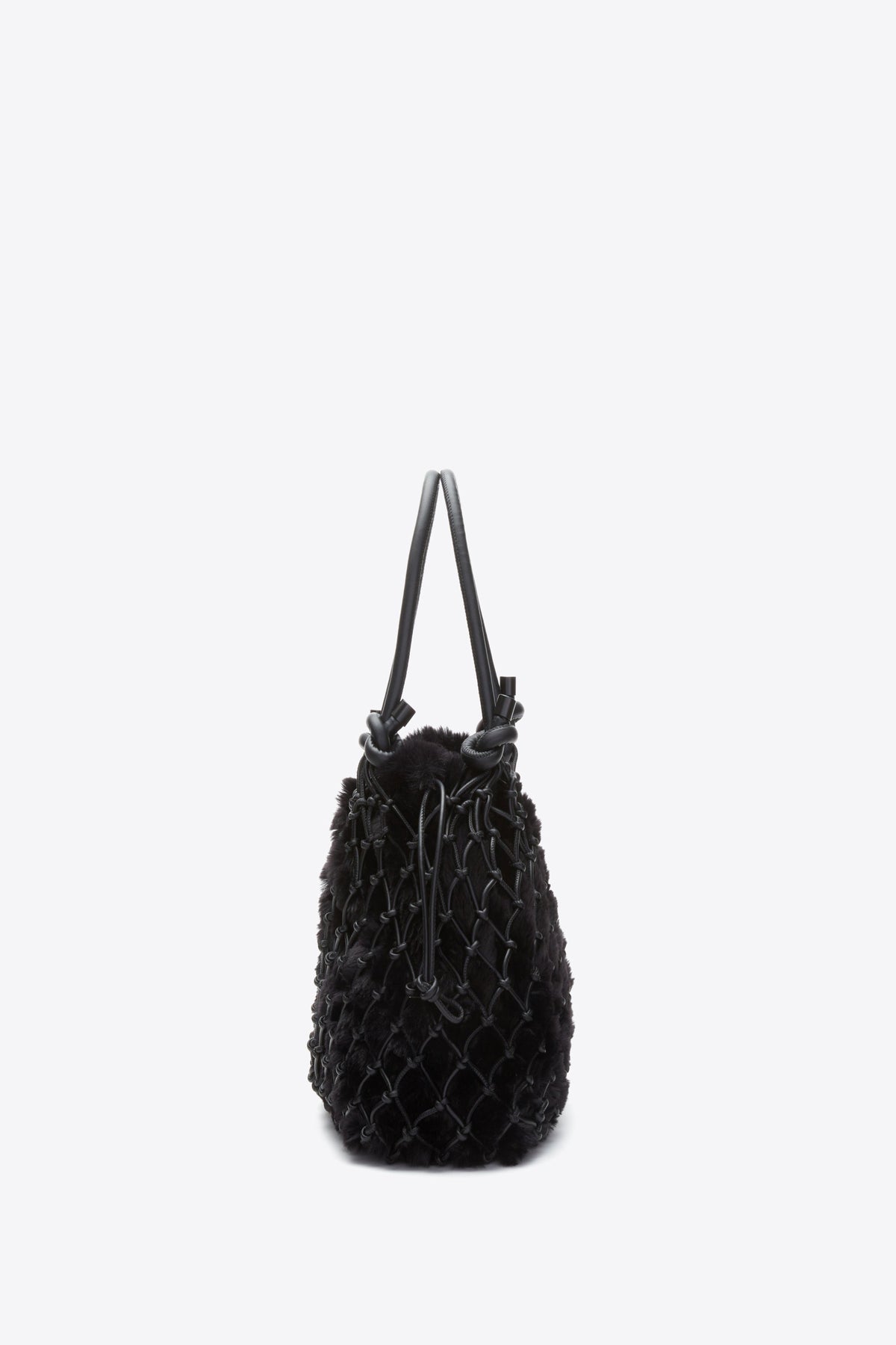 Faux Fur Macrame Mini Sac Black