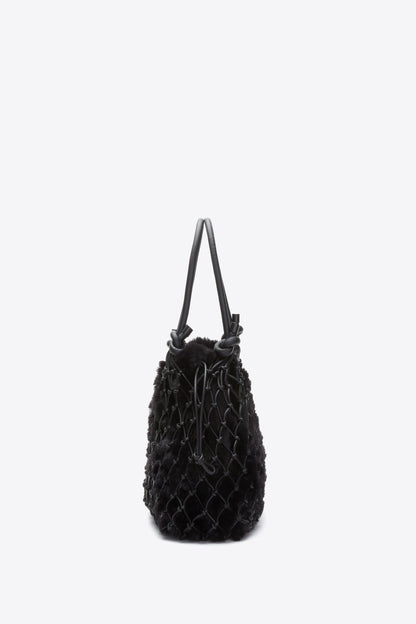 Faux Fur Macrame Mini Sac Black