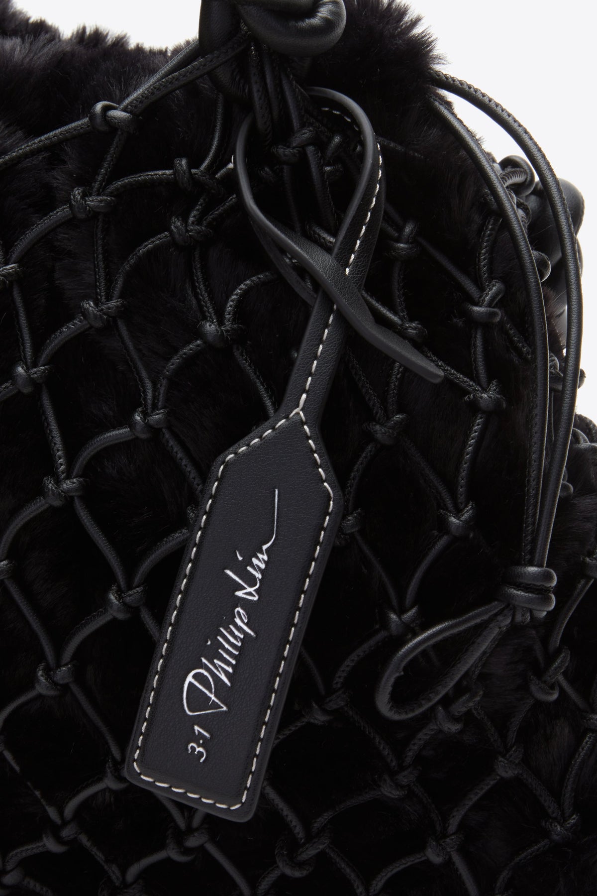 Faux Fur Macrame Mini Sac Black