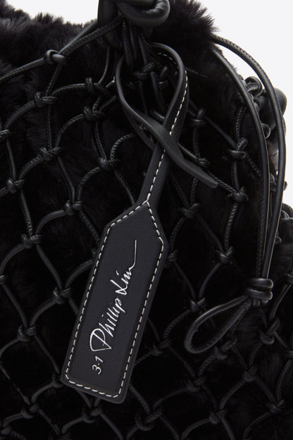 Faux Fur Macrame Mini Sac Black
