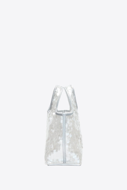 Sequin Mini Market Tote Silver