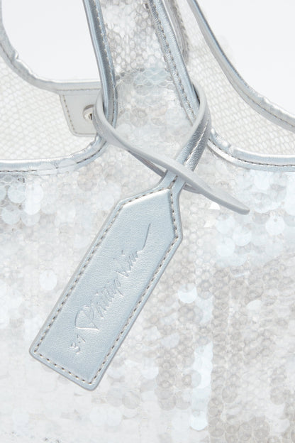 Sequin Mini Market Tote Silver