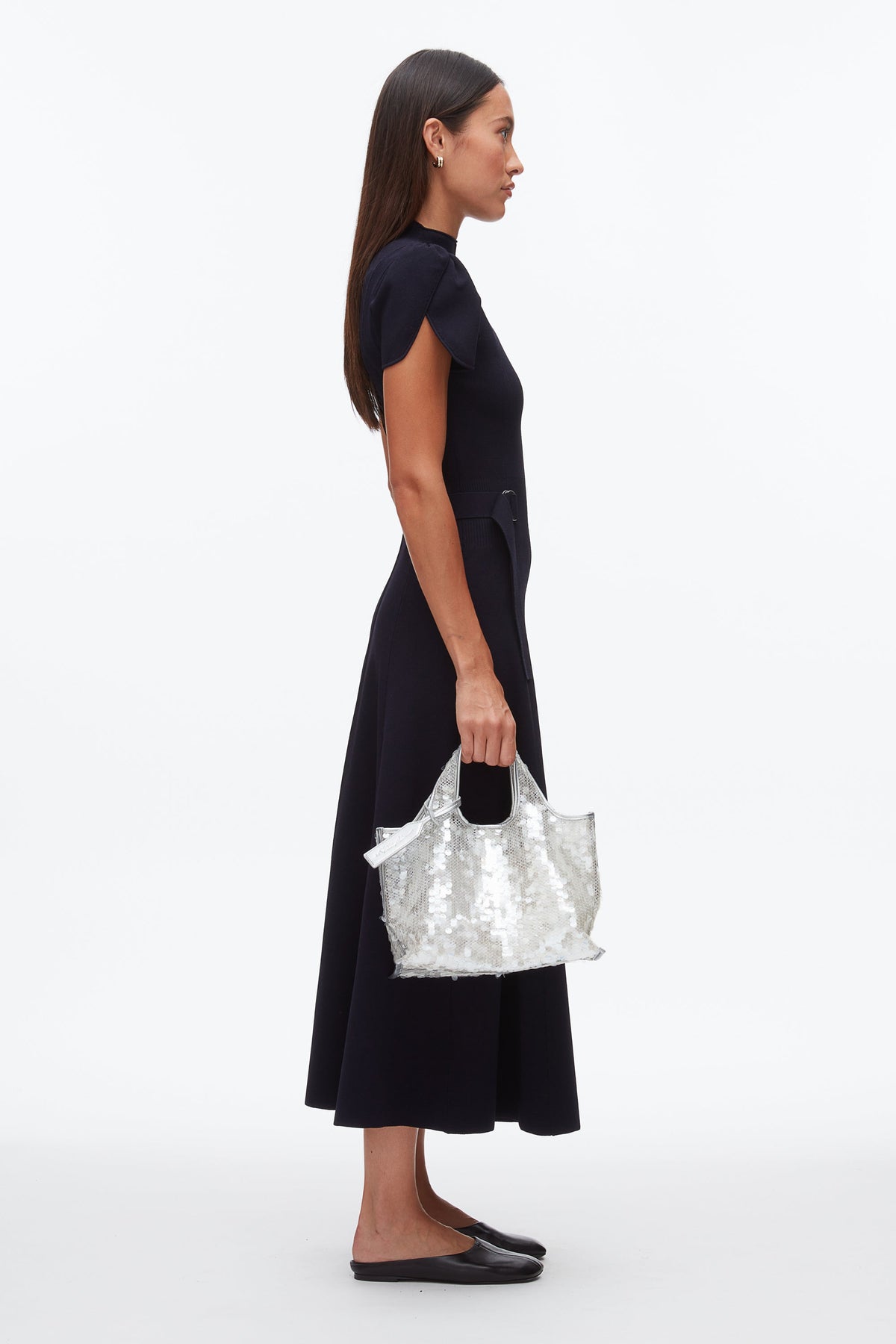 Sequin Mini Market Tote Silver