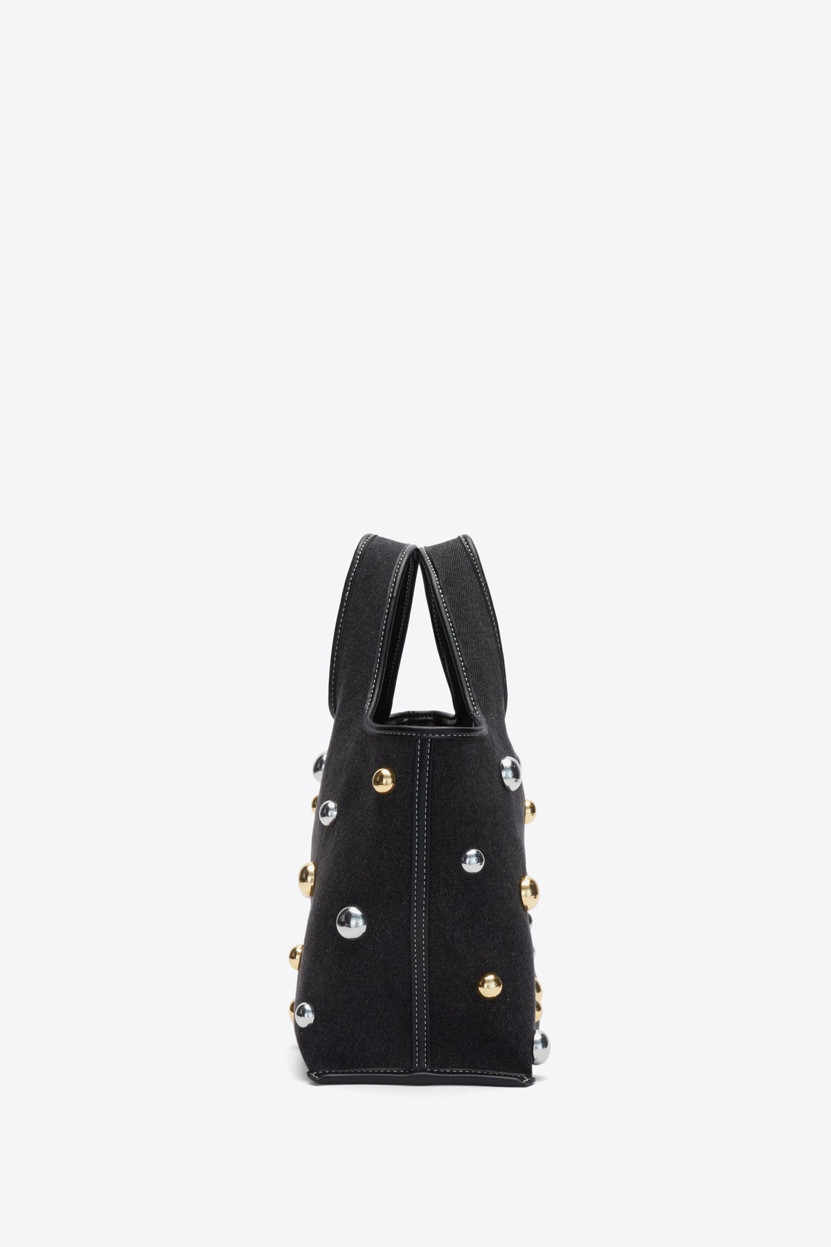 Dome Embellishment Mini Market Tote Black