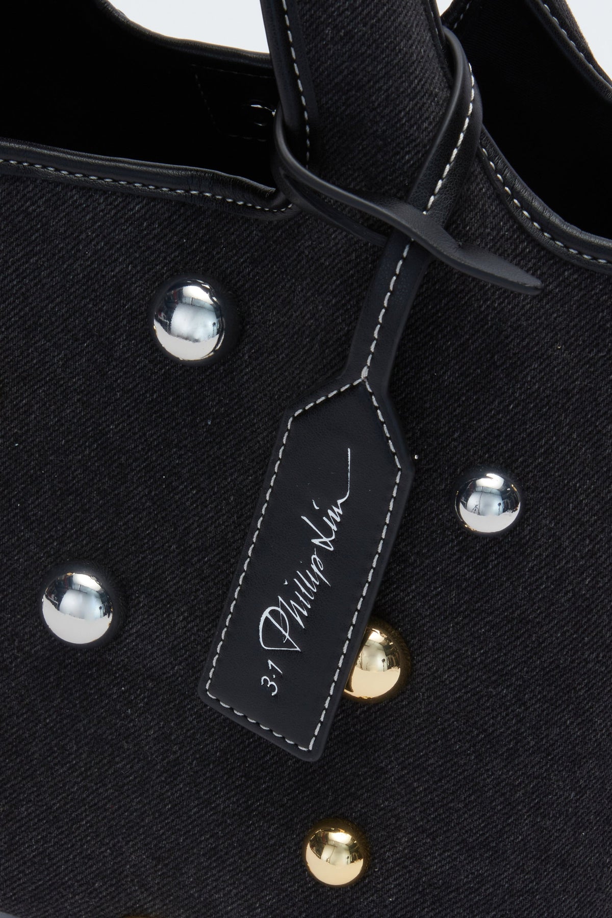 Dome Embellishment Mini Market Tote Black